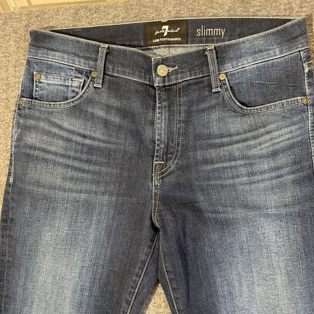 7 for All Mankind Women's Slimmy High Rise Jeans Size 31 Straight Leg Dark Blue